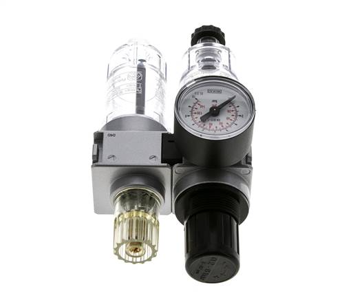 FRL 2-Teilig G1/8'' 700l/min 0.2-6.0bar/3-87psi Semi-Auto 40 mm Manometer Polycarbonat Multifix 0