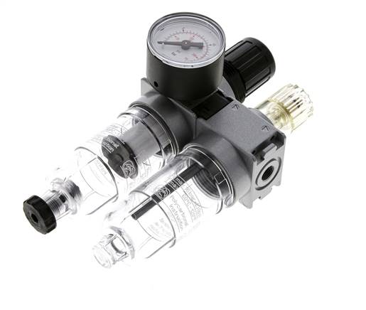 FRL 2-Teilig G1/8'' 700l/min 0.5-10.0bar/7-145psi Semi-Auto 40 mm Manometer Polycarbonat Multifix 0