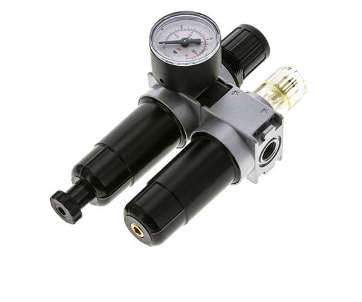 FRL 2-Teilig G1/4'' 700l/min 0.5-10.0bar/7-145psi Semi-Auto 40 mm Manometer Metall Multifix 0