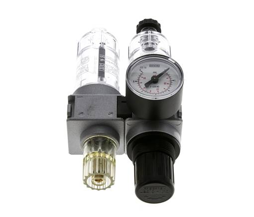 FRL 2-Teilig G1/4'' 700l/min 0.1-3.0bar/1-44psi Semi-Auto 40 mm Manometer Polycarbonat Multifix 0