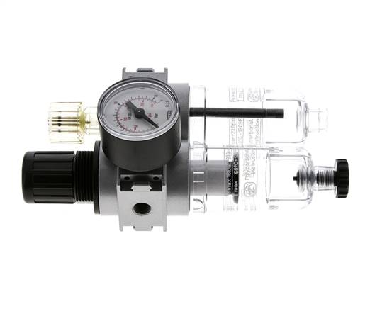 FRL 2-Teilig G1/8'' 700l/min 0.5-10.0bar/7-145psi Semi-Auto 40 mm Manometer Polycarbonat Multifix 0