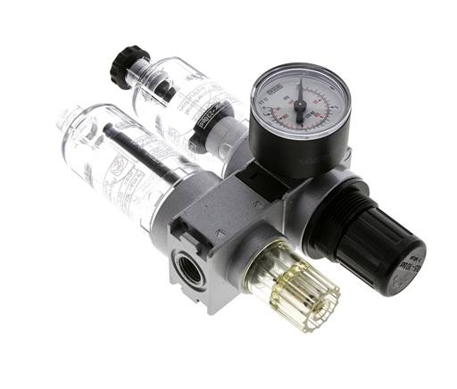 FRL 2-Teilig G1/4'' 700l/min 0.5-10.0bar/7-145psi Semi-Auto 40 mm Manometer Polycarbonat Multifix 0