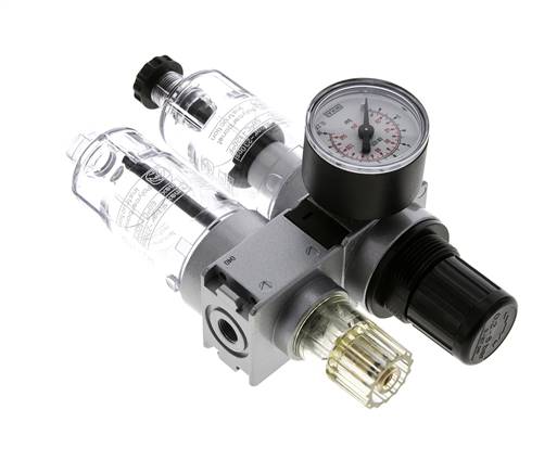 FRL 2-Teilig G1/8'' 700l/min 0.2-6.0bar/3-87psi Semi-Auto 40 mm Manometer Polycarbonat Multifix 0