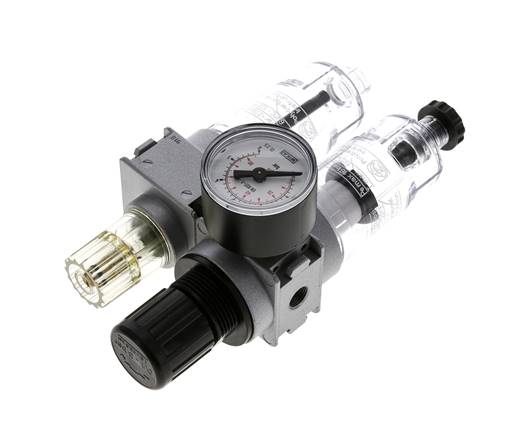 FRL 2-Teilig G1/8'' 700l/min 0.1-3.0bar/1-44psi Semi-Auto 40 mm Manometer Polycarbonat Multifix 0