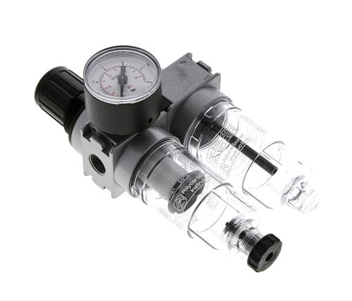 FRL 2-Teilig G1/4'' 700l/min 0.1-3.0bar/1-44psi Semi-Auto 40 mm Manometer Polycarbonat Multifix 0