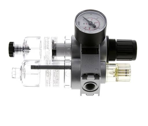 FRL 2-Teilig G1/4'' 700l/min 0.5-10.0bar/7-145psi Semi-Auto 40 mm Manometer Polycarbonat Multifix 0
