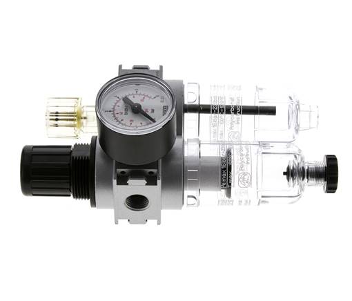 FRL 2-Teilig G1/4'' 700l/min 0.1-3.0bar/1-44psi Semi-Auto 40 mm Manometer Polycarbonat Multifix 0
