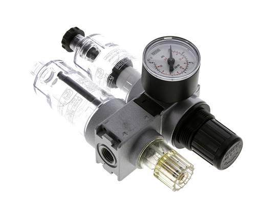 FRL 2-Teilig G1/4'' 700l/min 0.1-3.0bar/1-44psi Semi-Auto 40 mm Manometer Polycarbonat Multifix 0