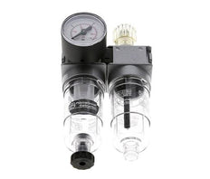 FRL 2-Teilig G1/4'' 700l/min 0.5-10.0bar/7-145psi Semi-Auto 40 mm Manometer Polycarbonat Multifix 0