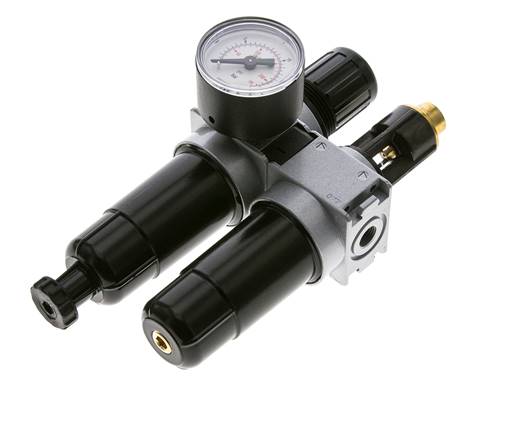 FRL 2-Teilig G1/8'' 700l/min 0.5-10.0bar/7-145psi Semi-Auto 40 mm Manometer Metall Multifix 0