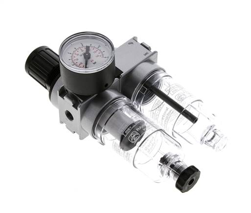 FRL 2-Teilig G1/8'' 700l/min 0.2-6.0bar/3-87psi Semi-Auto 40 mm Manometer Polycarbonat Multifix 0