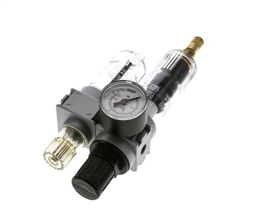 FRL 2-Teilig G1/8'' 700l/min 0.5-10.0bar/7-145psi Auto 40 mm Manometer Polycarbonat Multifix 0