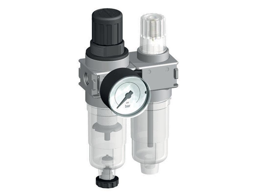 FRL 2-Teilig G1/4'' 700l/min 0.2-6.0bar/3-87psi Semi-Auto 40 mm Manometer Polycarbonat Multifix 0