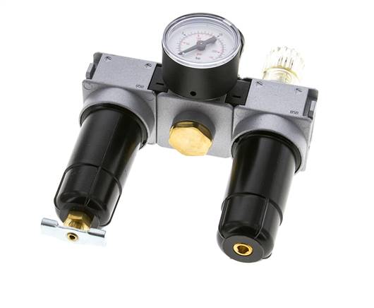 FRL 3-Teilig G1/4'' 750l/min 0.5-10.0bar/7-145psi Semi-Auto 40 mm Manometer Metall Multifix 0