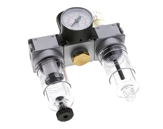 FRL 3-Teilig G1/8'' 750l/min 0.2-6.0bar/3-87psi Semi-Auto 40 mm Manometer Polycarbonat Multifix 0