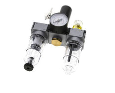FRL 3-Teilig G1/4'' 750l/min 0.5-10.0bar/7-145psi Semi-Auto 40 mm Manometer Zylinderschloss Polycarbonat Multifix 0