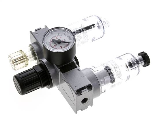 FRL 3-Teilig G1/8'' 750l/min 0.5-10.0bar/7-145psi Semi-Auto 40 mm Manometer Polycarbonat Multifix 0