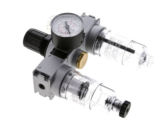 FRL 3-Teilig G1/8'' 750l/min 0.2-6.0bar/3-87psi Semi-Auto 40 mm Manometer Polycarbonat Multifix 0