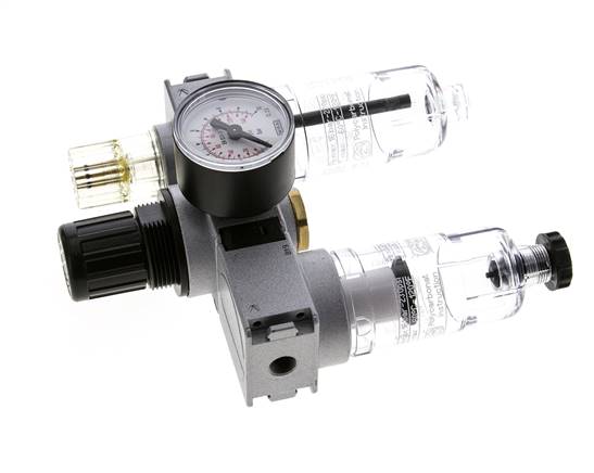 FRL 3-Teilig G1/8'' 750l/min 0.2-6.0bar/3-87psi Semi-Auto 40 mm Manometer Polycarbonat Multifix 0