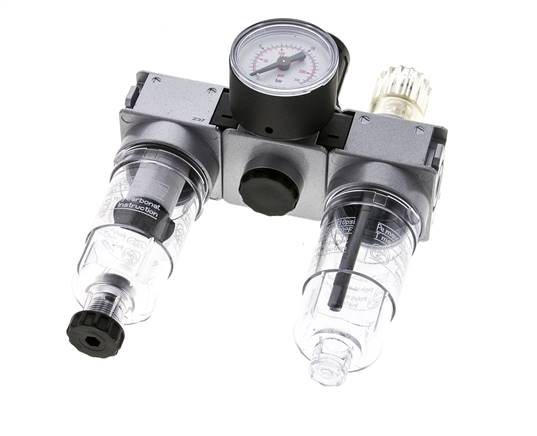 FRL 3-Teilig G1/8'' 750l/min 0.5-10.0bar/7-145psi Semi-Auto 40 mm Manometer Polycarbonat Multifix 0