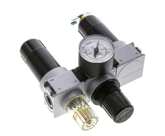 FRL 3-Teilig G1/4'' 750l/min 0.5-10.0bar/7-145psi Semi-Auto 40 mm Manometer Metall Multifix 0