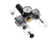 FRL 3-Teilig G1/4'' 750l/min 0.5-10.0bar/7-145psi Semi-Auto 40 mm Manometer Zylinderschloss Polycarbonat Multifix 0