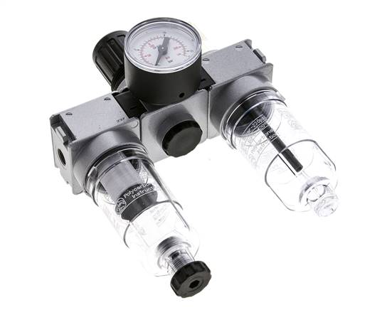 FRL 3-Teilig G1/8'' 750l/min 0.5-10.0bar/7-145psi Semi-Auto 40 mm Manometer Polycarbonat Multifix 0