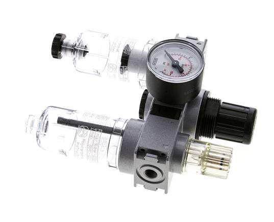 FRL 3-Teilig G1/8'' 750l/min 0.5-10.0bar/7-145psi Semi-Auto 40 mm Manometer Polycarbonat Multifix 0