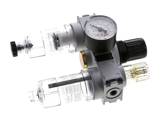 FRL 3-Teilig G1/8'' 750l/min 0.2-6.0bar/3-87psi Semi-Auto 40 mm Manometer Polycarbonat Multifix 0