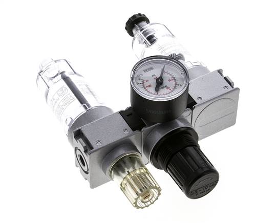 FRL 3-Teilig G1/8'' 750l/min 0.5-10.0bar/7-145psi Semi-Auto 40 mm Manometer Polycarbonat Multifix 0