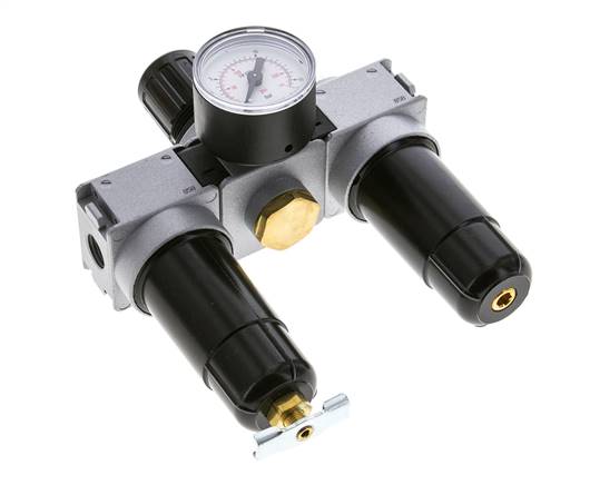 FRL 3-Teilig G1/4'' 750l/min 0.5-10.0bar/7-145psi Semi-Auto 40 mm Manometer Metall Multifix 0