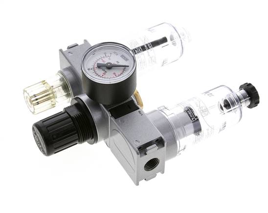 FRL 3-Teilig G1/4'' 750l/min 0.5-10.0bar/7-145psi Semi-Auto 40 mm Manometer Polycarbonat Multifix 0