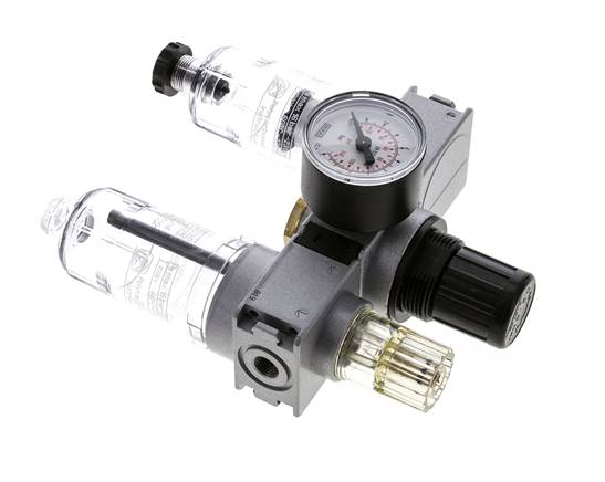 FRL 3-Teilig G1/8'' 750l/min 0.2-6.0bar/3-87psi Semi-Auto 40 mm Manometer Polycarbonat Multifix 0