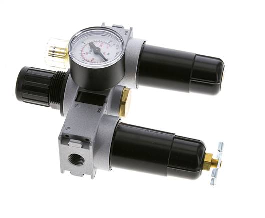 FRL 3-Teilig G1/4'' 750l/min 0.5-10.0bar/7-145psi Semi-Auto 40 mm Manometer Metall Multifix 0