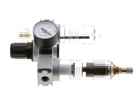 FRL 3-Teilig G1/4'' 750l/min 0.5-10.0bar/7-145psi Auto (Geschlossen Ohne Druck) 40 mm Manometer Polycarbonat Multifix 0