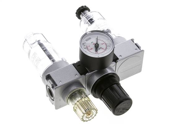 FRL 3-Teilig G1/4'' 750l/min 0.5-10.0bar/7-145psi Semi-Auto 40 mm Manometer Polycarbonat Multifix 0