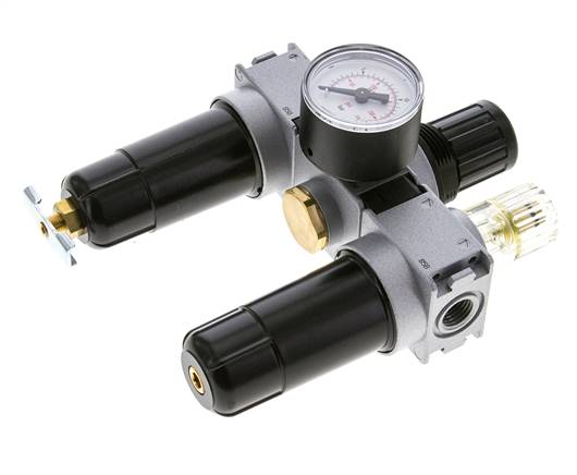 FRL 3-Teilig G1/4'' 750l/min 0.5-10.0bar/7-145psi Semi-Auto 40 mm Manometer Metall Multifix 0
