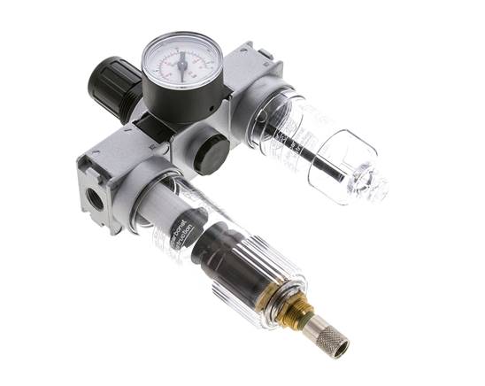 FRL 3-Teilig G1/4'' 750l/min 0.5-10.0bar/7-145psi Auto (Geschlossen Ohne Druck) 40 mm Manometer Polycarbonat Multifix 0