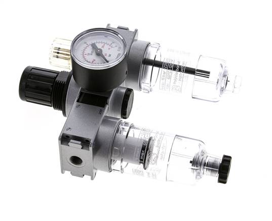 FRL 3-Teilig G1/8'' 750l/min 0.5-10.0bar/7-145psi Semi-Auto 40 mm Manometer Polycarbonat Multifix 0