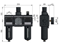 FRL 3-Teilig G3/4'' 12000l/min 0.1-3.0bar/1-44psi Semi-Auto Metal Multifix 4