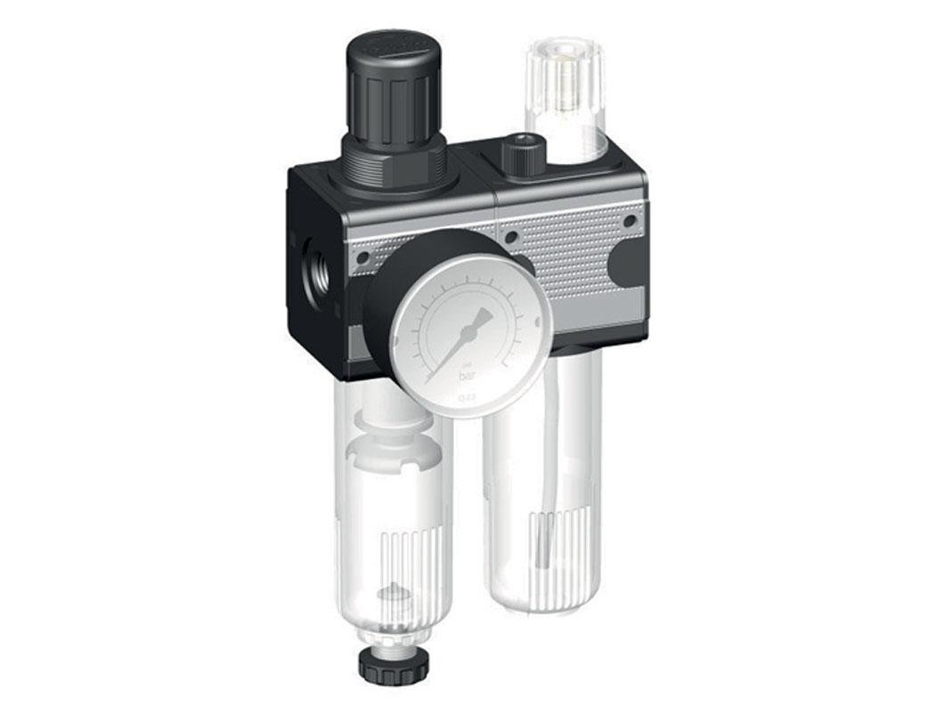 FRL 2-Teilig G3/8'' 1200l/min 0.1-3.0bar/1-44psi Auto Schutzkäfig Zylinderschloss Polycarbonat Multifix 1