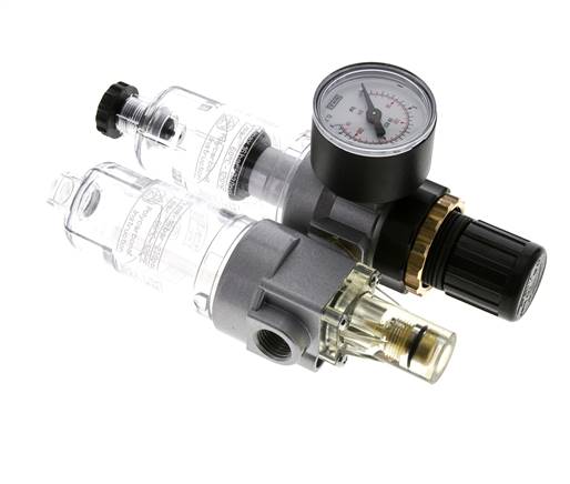 FRL 2-Teilig G1/4'' 350l/min 0.5-10.0bar/7-145psi Halbautomatisch Polycarbonat Standard 0