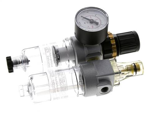 FRL 2-Teilig G1/8'' 350l/min 0.5-10.0bar/7-145psi Halbautomatisch Polycarbonat Standard 0