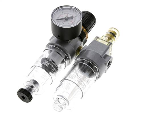 FRL 2-Teilig G1/8'' 350l/min 0.5-10.0bar/7-145psi Halbautomatisch Polycarbonat Standard 0