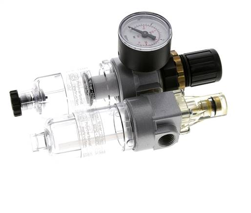 FRL 2-Teilig G1/4'' 350l/min 0.5-10.0bar/7-145psi Halbautomatisch Polycarbonat Standard 0