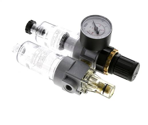 FRL 2-Teilig G1/8'' 350l/min 0.5-10.0bar/7-145psi Halbautomatisch Polycarbonat Standard 0