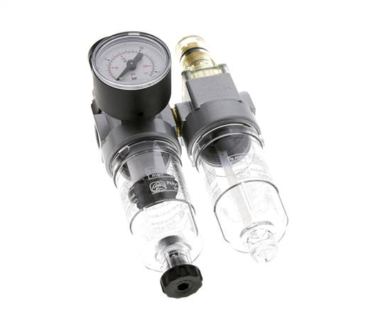 FRL 2-Teilig G1/4'' 350l/min 0.5-10.0bar/7-145psi Halbautomatisch Polycarbonat Standard 0