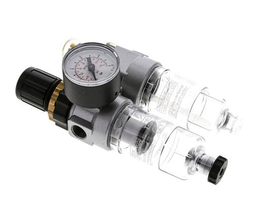 FRL 2-Teilig G1/4'' 350l/min 0.5-6.0bar/7-87psi Halbautomatisch Polycarbonat Standard 0