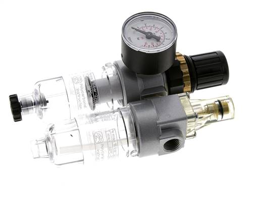 FRL 2-Teilig G1/4'' 350l/min 0.5-6.0bar/7-87psi Halbautomatisch Polycarbonat Standard 0
