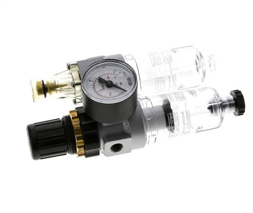 FRL 2-Teilig G1/8'' 350l/min 0.5-10.0bar/7-145psi Halbautomatisch Polycarbonat Standard 0